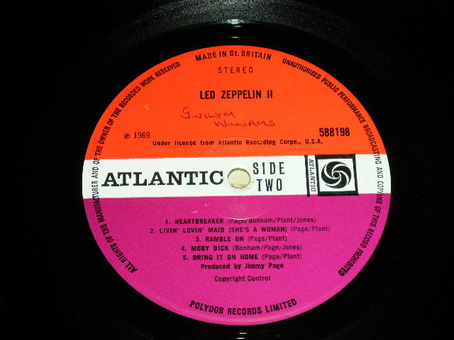画像: LED ZEPPELIN - LED ZEPPELIN II ( 1st Press RED & PLUM Label) ( Matrix Number A) 588198 A//2 : B) 588198 ▽B//2  ) (VG+++/POOR )  / 1969 UK ENGLAND ORIGINAL "1st RED & PLUM Press Label" Used LP 