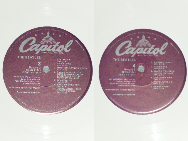画像:  BEATLES  - THE BEATLES ( WHITE ALBUM ) (ALL Insetrs ( 4 x Pics & 1 x Poster )    )  ( Ex/MINT- )  / 1978 US AMERICA Limited "WHITE WAX Vinyl"  Used 2-LP 