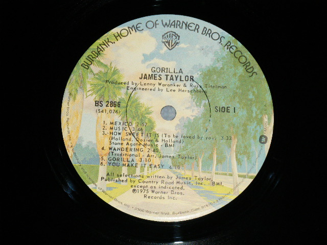 画像: JAMES TAYLOR - GORILLA ( MATRIX #    A) BS-1-2866 LW 2    B) BS-2-2866 LW 2 ) ( MINT-/MINT-) / 1975 US AMERICA ORIGINAL  uSED  LP 