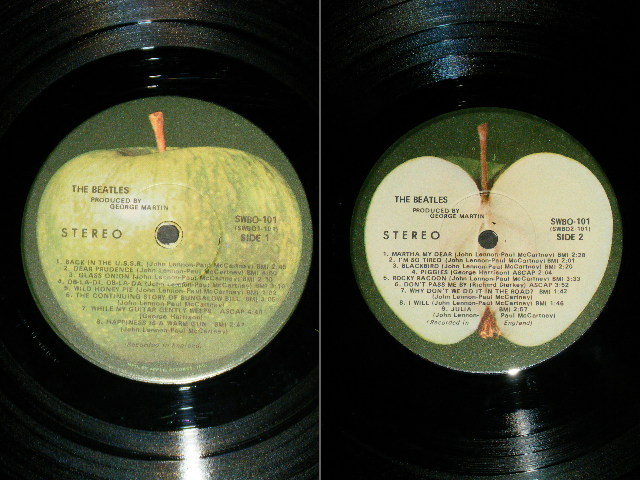 画像:  BEATLES  - THE BEATLES ( WHITE ALBUM )( Matrix #     A) SWBO-1- 101-J76 #3  B) SWBO-2- 101-F473 #2   C) SWBO-3- 101 -F80#2     D) SWBO-2- 101-F 72 #2    " MASTERED BY CAPITOL" )  (ALL INSERTS : 1xPoster +4x Pin up's  )    )  ( Ex+++/MINT- )  / 1968 US AMERICA ORIGINAL "2nD Press : A-6 :  The CONTINUING STORY of "BUNGALOW BILL"  Label  "  "APPLE  Label"  Used 2-LP d