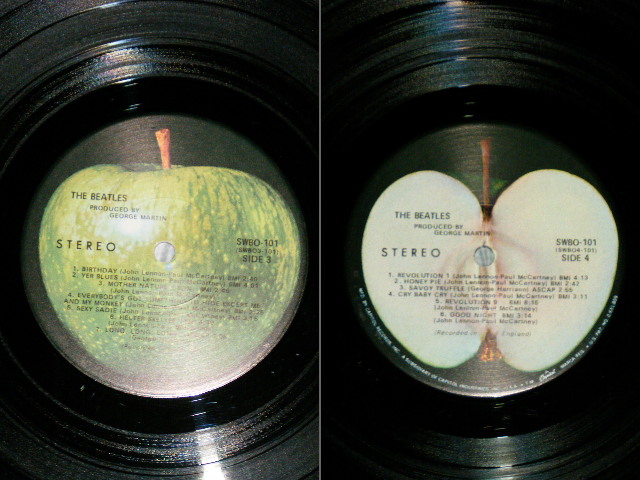 画像:  BEATLES  - THE BEATLES ( WHITE ALBUM ) ( A0540445) ( Matrix #  A) SWBO-1- 101-J46 11  B) SWBO-2- 101-J46 11  C) SWBO-3- 101-J48 #4   D) SWBO-2- 101-J44 11 "2  )  (INSERTS : 1xPoster + 3x Pin up's  )    )  ( Ex+/Ex+++ )  / 1968 US AMERICA ORIGINAL "2nd Press : A-6 :  The CONTINUING STORY of "BUNGALOW BILL"  Label  "  "APPLE  Label"  Used 2-LP 