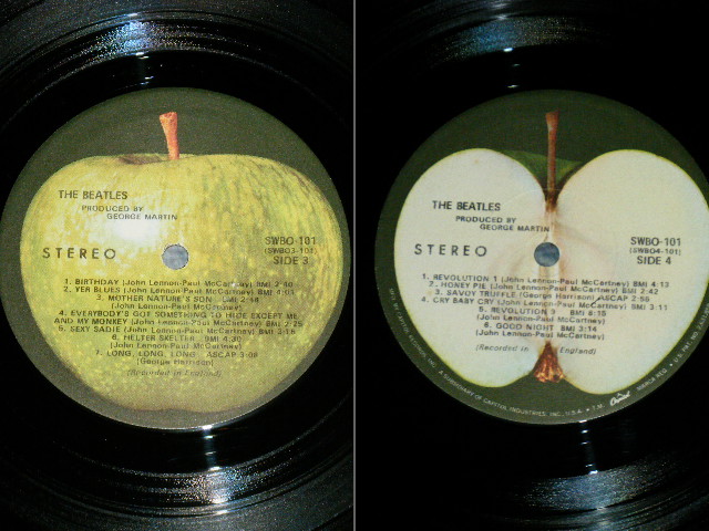 画像:  BEATLES  - THE BEATLES ( WHITE ALBUM )(   Matrix #     A) SWBO-1- 101-H-70  B) SWBO-2- 101-H-68  C) SWBO-3- 101 -H-74   D) SWBO-2- 101-H-67 )  ( NO INSERTS)  ( Ex/MINT- )  / 1968 US AMERICA ORIGINAL "2nd Press : A-6 :  The CONTINUING STORY of "BUNGALOW BILL"  Label  "  "APPLE  Label"  Used 2-LP d