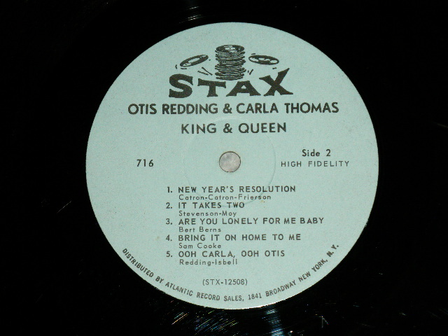 画像: OTIS REDDING & CARLA THOMAS - KING & QUEEN ( Matrix #  A)  STX-12507-1B     B)  STX-12508-1A  ) (  Ex++/Ex+++ EDSP )  / 1967 US AMERICA ORIGINAL  1st Press "BLUE Label"  "1841 BROADWAY Label" " MONO Used LP 