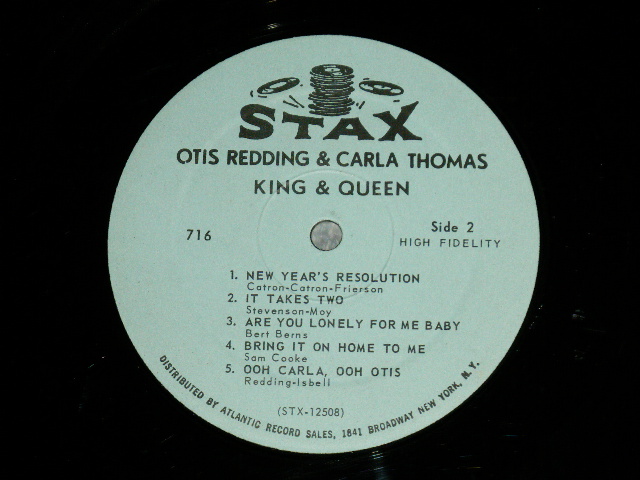 画像: OTIS REDDING & CARLA THOMAS - KING & QUEEN ( Matrix #  A)  STX-12507-B     B)  STX-12508-A  ) (  Ex+/Ex+++ )  / 1967 US AMERICA ORIGINAL  1st Press "BLUE Label" "  "1841 BROADWAY Label" " MONO Used LP 