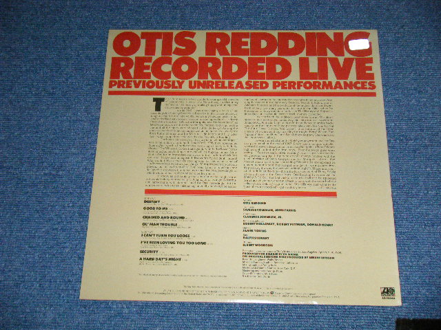 画像: OTIS REDDING - RECORDED LIVE : PREVIOUSLY UNRELEASED PERFORMANCE  ( Ex+++/MINT-)  / 1982 US AMERICA ORIGINAL  Used LP  
