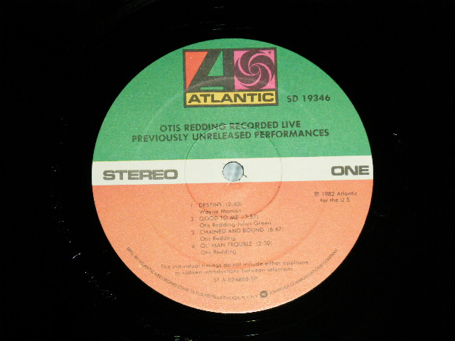 画像: OTIS REDDING - RECORDED LIVE : PREVIOUSLY UNRELEASED PERFORMANCE  ( Ex+++/MINT-)  / 1982 US AMERICA ORIGINAL  Used LP  