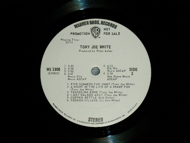 画像: TONY JOE WHITE - TONY JOE WHITE ( Matrix # WS-1900-A 39822-1A / WS-1900-B 39823-1A ) ( VG++/Ex+++ ) / 1971  US AMERICA ORIGINAL "WHITE LABEL PROMO" Used LP