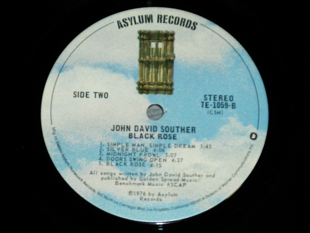 画像: JOHN DAVID SOUTHER - BLACK ROSE .( Matrix # A-2 CSM/B CSM )   (MINT-/MINT-)  / 1976 US AMERICA   ORIGINAL Used LP 