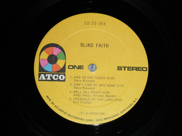 画像: BLIND FAITH - BLIND FAITH  "Group Cover"  (Matrix #  A) ST-C-691661-B  /B) ST-C-691662-B)  ( Ex+++/MINT-)   / 1969 US AMERICA ORIGINAL "YELLOW Label"  "1841 BROADWAY Label"  Used LP 