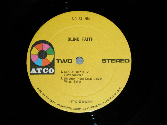 画像: BLIND FAITH - BLIND FAITH  "NAKED GIRL Cover"  (Matrix #  A) ST-C-691661-B P AT RG   /B) ST-C-691662-B P AT RG )  ( Ex+/Ex+++ Looks:Ex++)   / 1969 US AMERICA ORIGINAL "YELLOW Label"  "1841 BROADWAY Label"  Used LP 