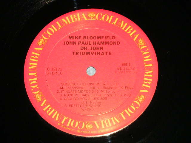 画像: MIKE BLOOMFIELD + JOHN PAUL HAMMOND + DR. JOHN - TRIUMVIRATE  - LIVE ST BILL GRAHAM'S FILLMORE WEST  ( Matrix # A:1B/B:1B ) (  MINT/MINT ) / 1977? US AMERICA REISSUE  Used LP 