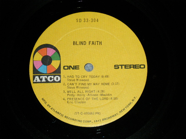 画像: BLIND FAITH - BLIND FAITH  "NAKED GIRL Cover"  (Matrix #  A) ST-C-691661-B P AT RG   /B) ST-C-691662-B P AT RG )  ( Ex+/Ex+++ Looks:Ex++)   / 1969 US AMERICA ORIGINAL "YELLOW Label"  "1841 BROADWAY Label"  Used LP 