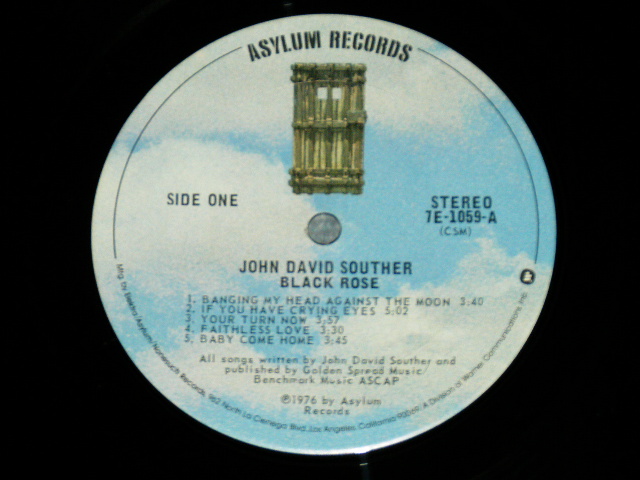 画像: JOHN DAVID SOUTHER - BLACK ROSE .( Matrix # A-2 CSM/B CSM )   (MINT-/MINT-)  / 1976 US AMERICA   ORIGINAL Used LP 