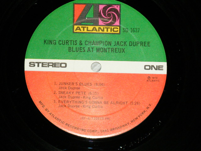 画像: KING CURTIS & CHAMPION JACK DUPREE - BLUES AT MONTREUX　（Matrix #  A) ST-A-722673-A AT GP PR 　Ｂ) STＢ-72267４-A AT GP PR ） ( Ex+/Ex+++ Cutout )  / 1973 US AMERICA ORIGINAL 1st Press "1841 BROADWAY Label" Used LP 