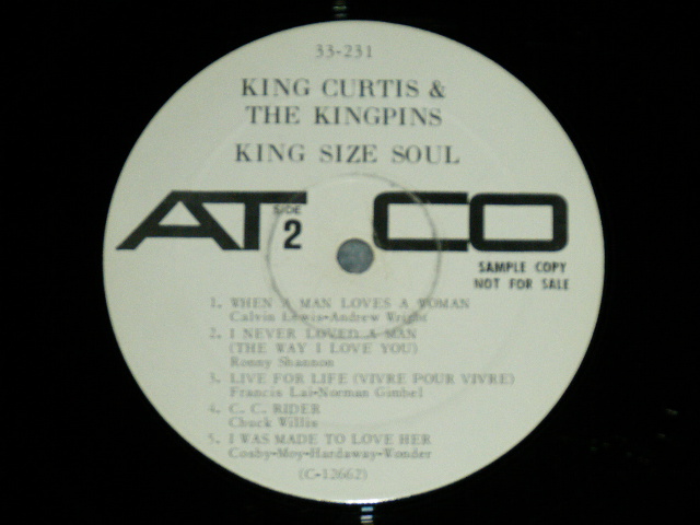 画像: KING CURTIS -KING SIZE SOUL  ( Matrix # A) C-12661-A  AT LW W  B) C-12662-A   LW AT W ) ( Ex+/MINT- :TAPE SEAM)  / 1967 US AMERICA ORIGINAL "WHITE LABEL PROMO" MONO  USED LP 