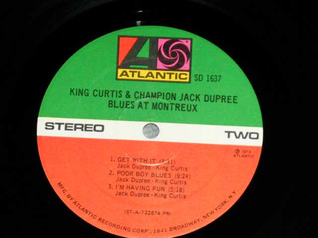 画像: KING CURTIS & CHAMPION JACK DUPREE - BLUES AT MONTREUX　（Matrix #  A) ST-A-722673-A AT GP PR 　Ｂ) STＢ-72267４-A AT GP PR ） ( Ex+/Ex+++ Cutout )  / 1973 US AMERICA ORIGINAL 1st Press "1841 BROADWAY Label" Used LP 