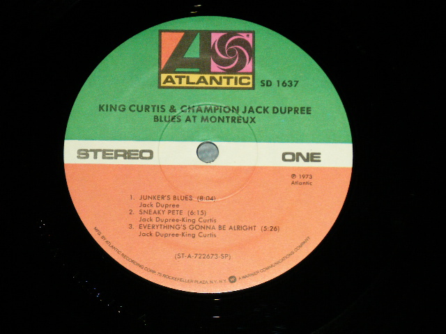 画像: KING CURTIS & CHAMPION JACK DUPREE - BLUES AT MONTREUX　（Matrix #   A) ST-A-722673-A 101   ATTLANTIC STUDIO D.K. 　Ｂ) STＢ-72267４-Ｂ 101   ATTLANTIC STUDIO D.K.） ( Ex++/MINT- )  / 1973 US AMERICA ORIGINAL 1975 Version ? 3rd PRESS "Small 75 ROCKFELLER Label" Used LP 