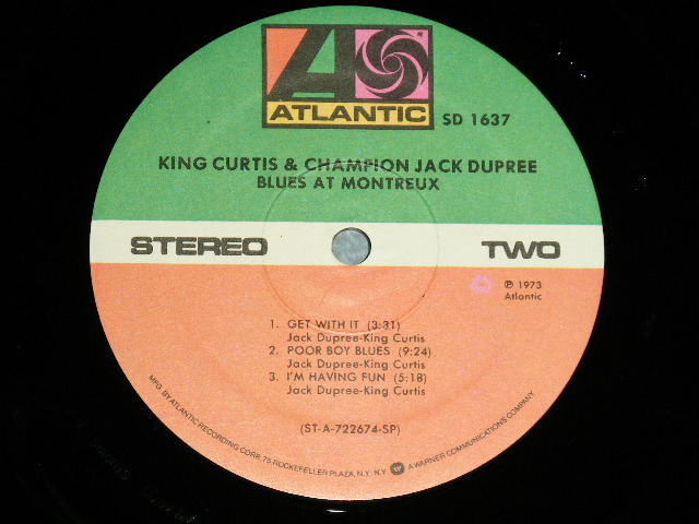画像: KING CURTIS & CHAMPION JACK DUPREE - BLUES AT MONTREUX　（Matrix #   A) ST-A-722673-A 101   ATTLANTIC STUDIO D.K. 　Ｂ) STＢ-72267４-Ｂ 101   ATTLANTIC STUDIO D.K.） ( Ex++/MINT- )  / 1973 US AMERICA ORIGINAL 1975 Version ? 3rd PRESS "Small 75 ROCKFELLER Label" Used LP 