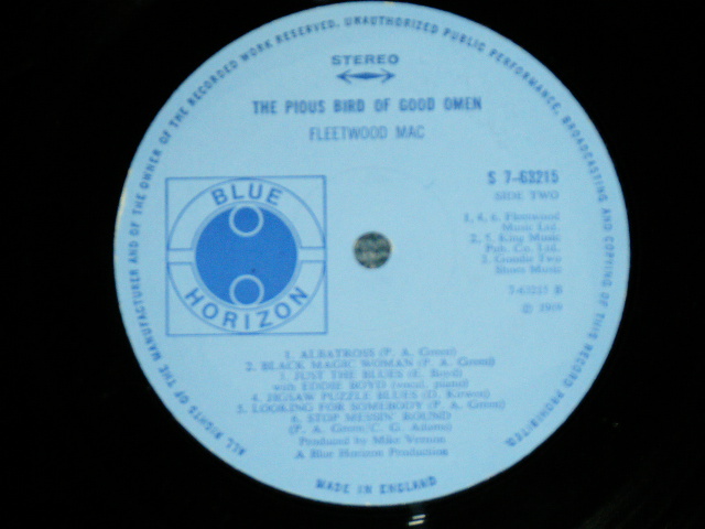 画像: FLEETWOOD MAC - THE PIOUS BIRD OF GOOD OMEN ( Matrix # A1/B1)  ( Ex/MINT-: Hole )  / 1969 UK ENGLAND ORIGINAL Used  LP 