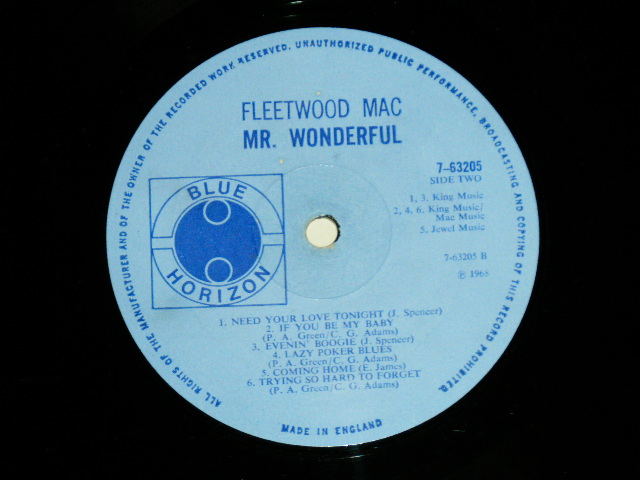 画像: FLEETWOOD MAC - Mr. WONDERFUL  ( Matrix # A1/B1)  ( Ex++/MINT-, MINT- Looks:Ex++ )  / 1969 UK ENGLAND ORIGINAL Used  LP 