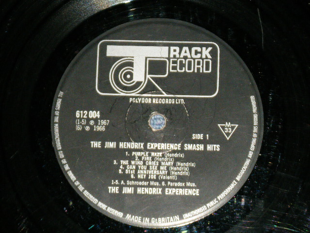 画像: JIMI HENDRIX - SMAXH HITS ( Matrix # A-2/B-2)  ( Ex++/Ex  Looks:VG+++)  / 1968  UK ENGLAND ORIGINAL  Used  LP 