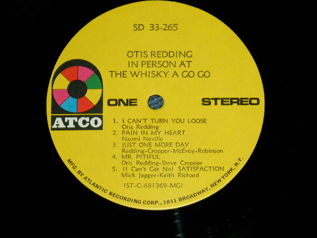 画像: OTIS REDDING -  IN PERSON :AT THE WHISKY AGO GO  ( Matrix #   A) STC-681369-A  / B) STC-681370-B )  ( MINT/MINT / 1969 Version US AMERICA  2nd Press "YELLOW  Label with 1841 BROADWAY" Used LP 