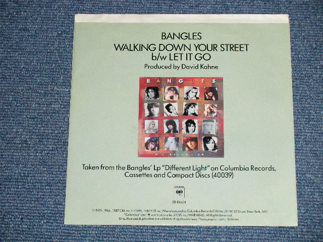 画像: BANGLES - WALKING DOWN YOUR STREET : LET IT GO  ( Ex+/MINT- ) / 1987 US AMERICA ORIGINAL Used 7" Single With PICTURE SLEEVE 