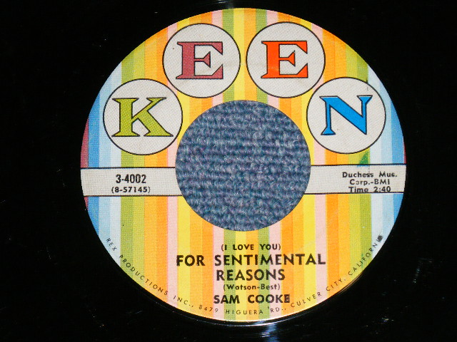 画像1: SAM COOKE - FOR SENTIMENTAL REASON : DESIRE ME  ( Ex+/Ex+ )  / 1958 US AMERICA ORIGINAL Used 7"SINGLE  