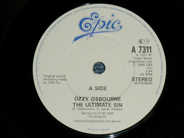 画像: OZZY OSBOURNE - THE ULTIMATE SIN : LIGHTNING STRIKES    ( Ex++/MINT)  / 1986 UK ENGLAND ORIGINAL  Used 7" Single with PICTURE SLEEVE  
