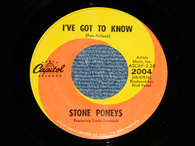 画像: STONE PONEYS ( feat. LINDA RONSTADT) - DIFFERENT DRUM : I'VE GOT TO KNOW ( Ex+++/Ex+++ ) / 1967 US AMERICA ORIGINAL Used 7" Single 