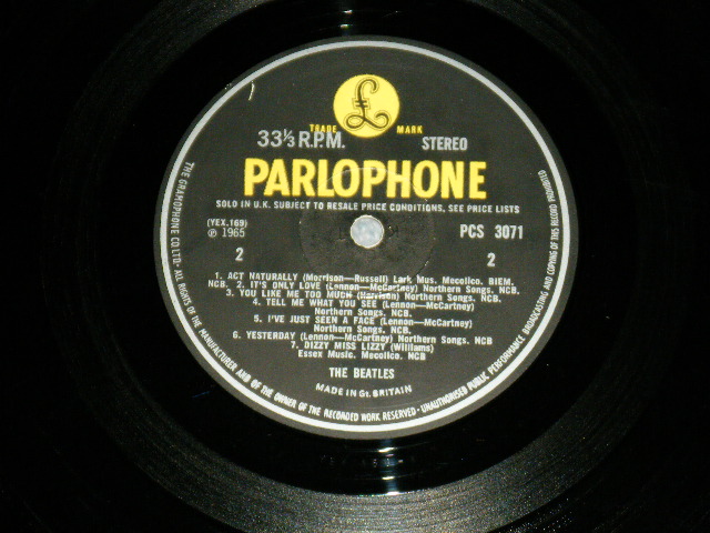 画像: THE BEATLES - HELP! (Matrix #A)XEX-549-2 9 RHM  B)XEX-550-2  5 ARD) (Ex++/Ex++ B-3~7:Ex, SWOBC, TEAROL,)/ 1965 UK ENGLAND ORIGINAL "Yellow & Black Label" MONO Used LP  