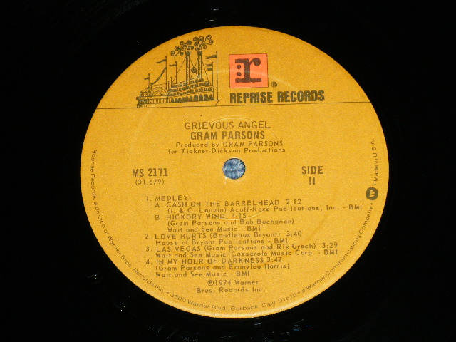 画像: GRAM PARSONS - GRIEVOUS ANGEL (Matrix #    A) MS-1-2171  WB #2 MS2171 (31678-1) WB 1-1 / B) MS-2-2171  WW 5 1-1) ( Ex/MINT- B-1:Ex )  / 1975 Version US AMERICA 2nd Press " NON STEREO and with 'W' Logo on Label" Used  LP 