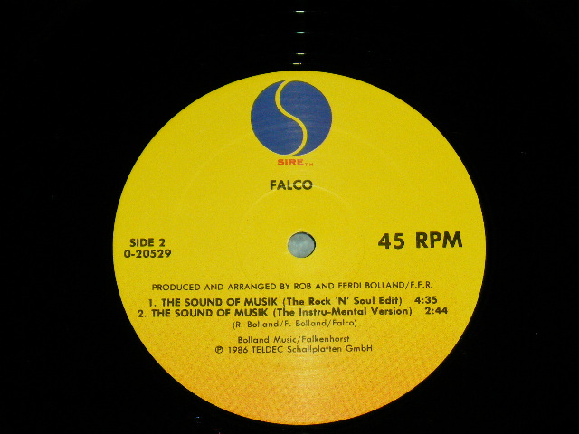 画像: FALCO - THE SOUND OF MUSIK  ( MINT-/MINT- ) / 1986 US AMERICA ORIGINAL  Used 12" 