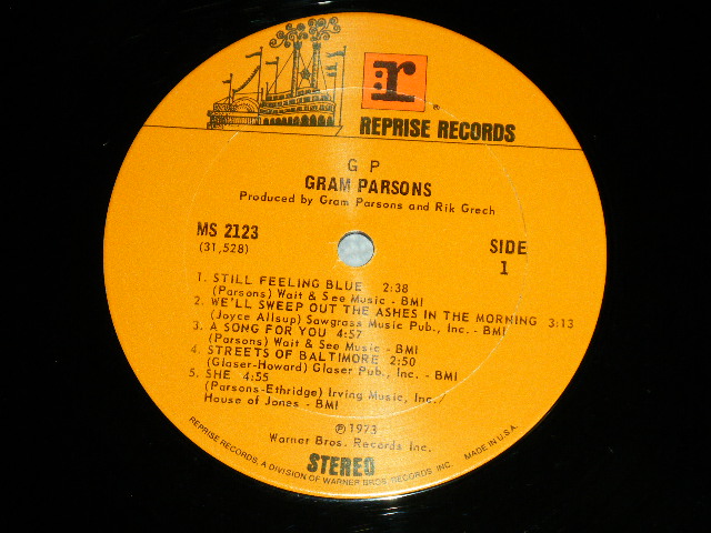 画像: GRAM PARSONS of THE BYRDS  -  GP (Matrix # A) MS-1-2123-A 31528-1B  B) MS-2-2123-B 31529-1A ) ( Ex/MINT-) / 1973 US AMERICA ORIGINAL "BROWN with ORANGE 'r' Label"  Used LP