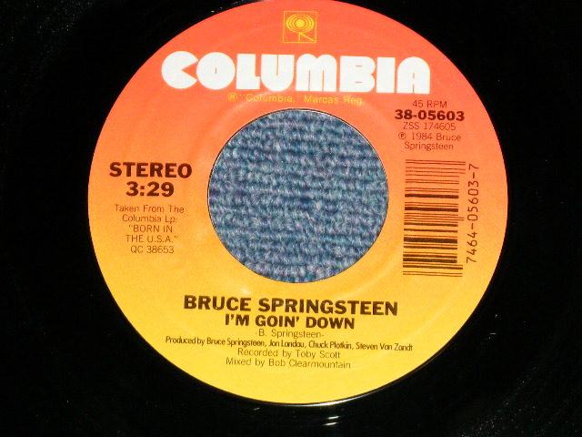 画像: BRUCE SPRINGSTEEN - I'M GOING DOWN : JANEY, DON'T YOU LOSE HEART ( Ex++/MINT : EDSP ) / 1985 US AMERICA ORIGINAL Used 7" Single with PICTURE SLEEVE 
