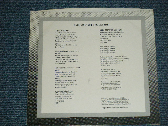 画像: BRUCE SPRINGSTEEN - I'M GOING DOWN : JANEY, DON'T YOU LOSE HEART ( Ex++/MINT : EDSP ) / 1985 US AMERICA ORIGINAL Used 7" Single with PICTURE SLEEVE 