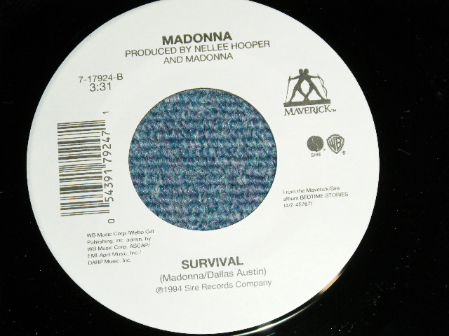 画像: MADONNA - BEDTIME STORY : SURVIVAL  ( NEW) / 1994 US AMERICA ORIGINAL "Brand New" 7" Single 