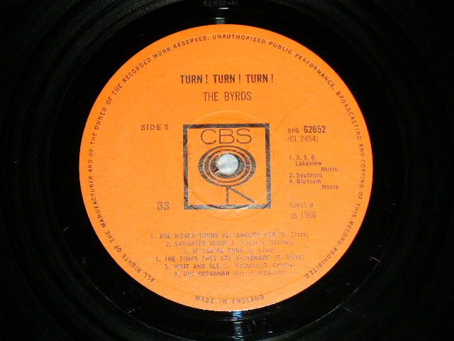 画像: BYRDS, THE - TURN! TURN! TURN!(Matrix # A) A2 / B) B1 ) (Ex+,VG++++/Ex+++,Looks:Ex+ , Ex+++ ) / 1965 UK ENGLAND  ORIGINAL MONO Used LP 