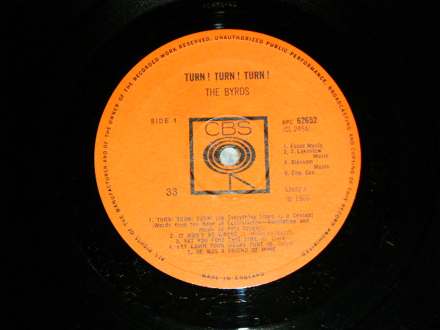 画像: BYRDS, THE - TURN! TURN! TURN!(Matrix # A) A2 / B) B1 ) (Ex+,VG++++/Ex+++,Looks:Ex+ , Ex+++ ) / 1965 UK ENGLAND  ORIGINAL MONO Used LP 