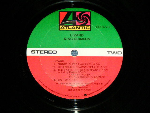 画像: KING CRIMSON - LIZARD  ( Matrix # A) ST-A-702075-AA MR △15566 (3) / B)  ST-A-702076-AA MR △15566-X (3) ) ( Ex++/Ex+++ Looks:MINT-)  / 1975 Version  US AMERICA 1st PRESS "RED & GREEN Label"  3rd Press "Small 75 ROCKFELLER Label" Used  LP 