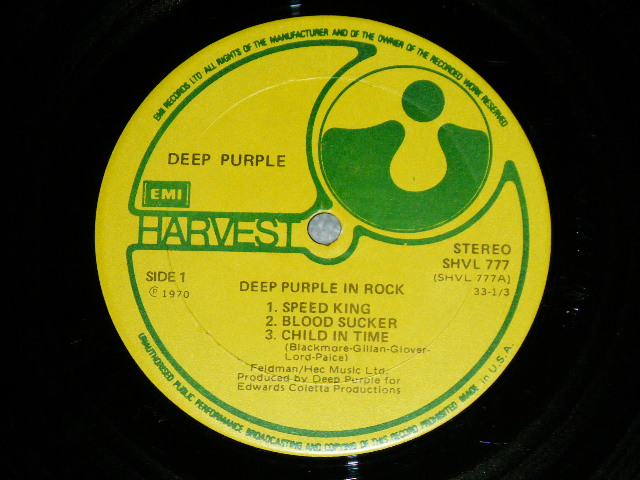 画像: DEEP PURPLE - IN ROCK ( Ex++/Ex+++ Looks:Ex+ )  / 1970 UK ORIGINAL "EMI" on Label Used LP 