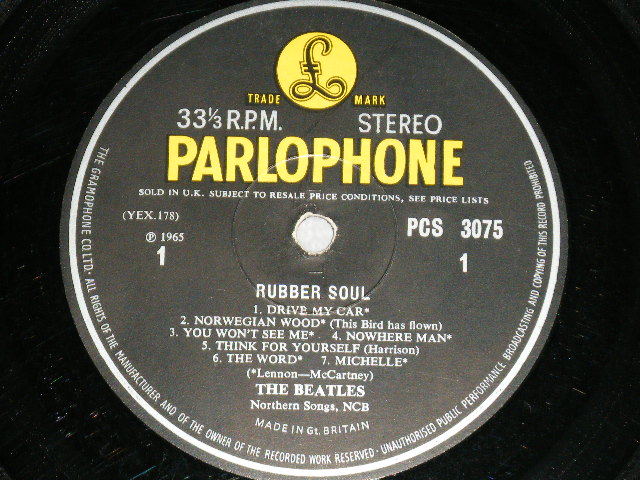画像: THE BEATLES - RUBBER SOUL (Matrix #A) YEX-178-2  AH  3   B) YEX-179-2  AP  5) ( Ex++/Ex++ SWOBC, EDSP)/ 1965 UK ENGLAND ORIGINAL "Yellow Parlophone Label" STEREO  Used LP  