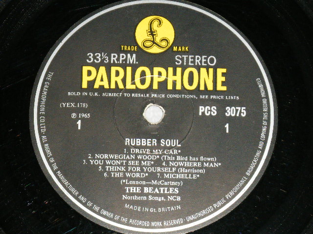 画像: THE BEATLES - RUBBER SOUL ( YEX-178-2/YEX-179-2 ) ( Ex+++, Ex++/MINT- Looks:Ex+++   / 1965 UK  ENGLAND ORIGINAL "Yellow Parlophone Label" STEREO  Used LP  