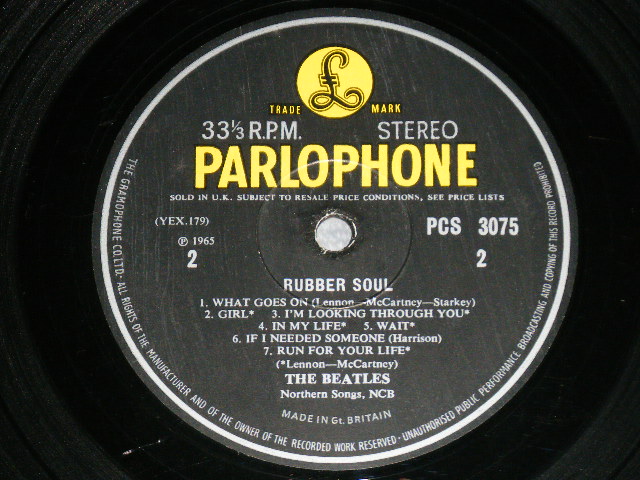 画像: THE BEATLES - RUBBER SOUL ( YEX-178-2/YEX-179-2 ) ( Ex+++, Ex++/MINT- Looks:Ex+++   / 1965 UK  ENGLAND ORIGINAL "Yellow Parlophone Label" STEREO  Used LP  