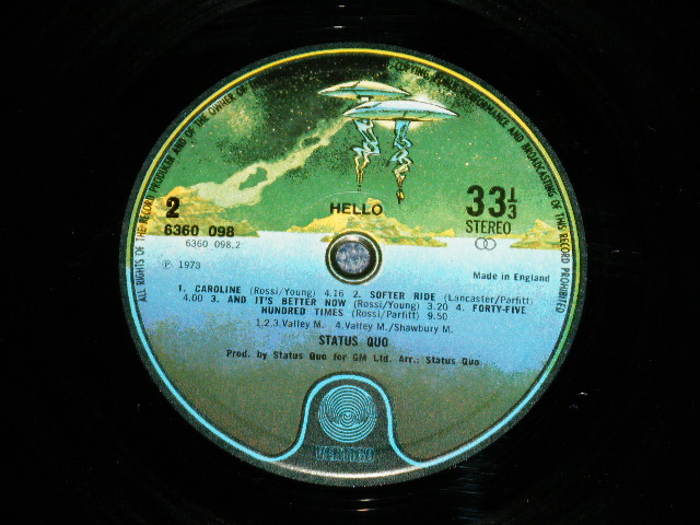 画像: STATUS QUO - HELLO!  : No poster ( Matrix # A) 2//1  DEMON AND MELS / B) 2//2  MELS) ( Ex++/MINT- TEAROEDGE SIDE) / 1973 UK ENGLAND ORIGINAL Used LP 