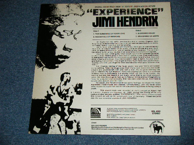 画像: JIMI HENDRIX -  EXPERIENCE  from Sound Tracks ( Ex/MINT-)  / UK ENGLAND REISSUE  Used  LP 