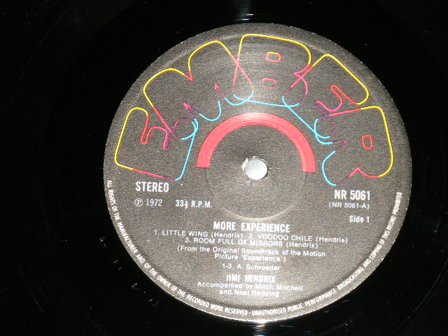 画像: JIMI HENDRIX -  MORE EXPERIENCE  from Sound Tracks ( Ex+/MINT Looks:Ex+++  : EDSP)  / 1972 UK ENGLAND ORIGINAL Used  LP 