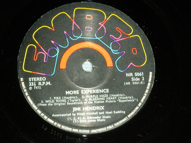 画像: JIMI HENDRIX -  MORE EXPERIENCE  from Sound Tracks ( Ex++/MINT Looks:Ex+++  : EDSP)  / 1972 UK ENGLAND ORIGINAL Used  LP 