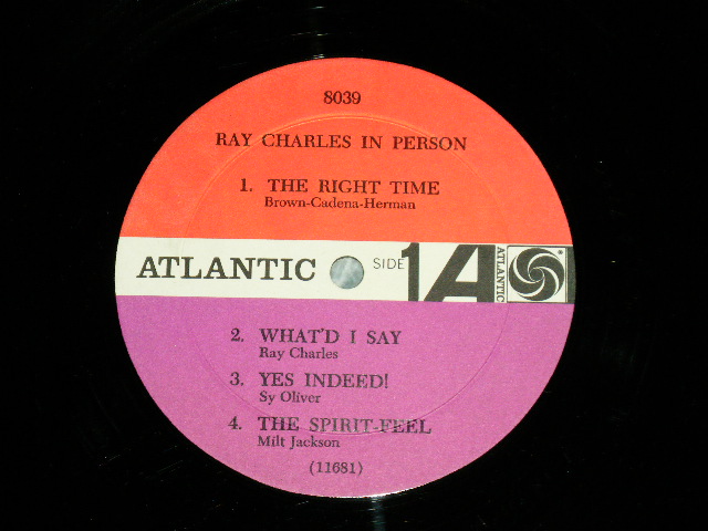 画像: RAY CHARLES -  IN PERSON ( Ex++/Ex+++  EDSP)  / 1962 US AMERICA ORIGINAL 1st Press "RED & PLUM with BLACK FAN Label" MONO Used LP 
