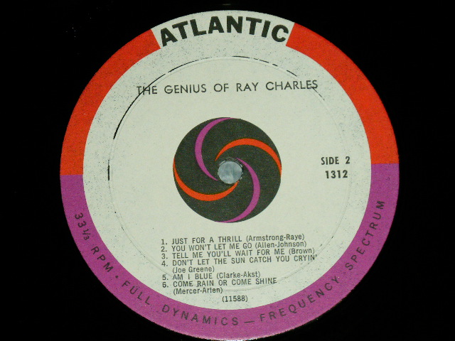 画像: RAY CHARLES - THE GENIUS OF ( Ex+++,Ex/Ex+  EDSP)  / 1960 US AMERICA ORIGINAL 1st Press "RED & PLUM Ring BULLSEYE" Label MONO Used LP 